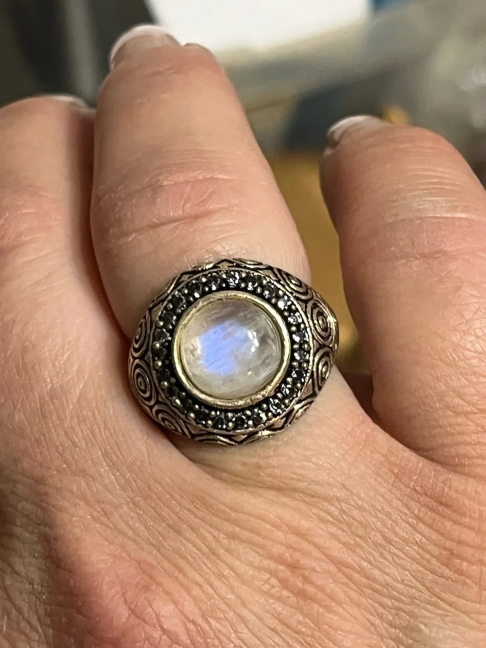 Moonstone Blue Topaz Ring